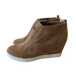 Eva & Zoe Brown Suede Wedge Platform Ankle Bootie Sneakers Women's Size 7.5